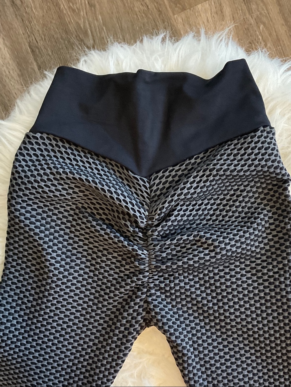 Black Textured High-Waist Leggings
